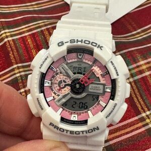 G-Shock White and Pink Dual Display Watch